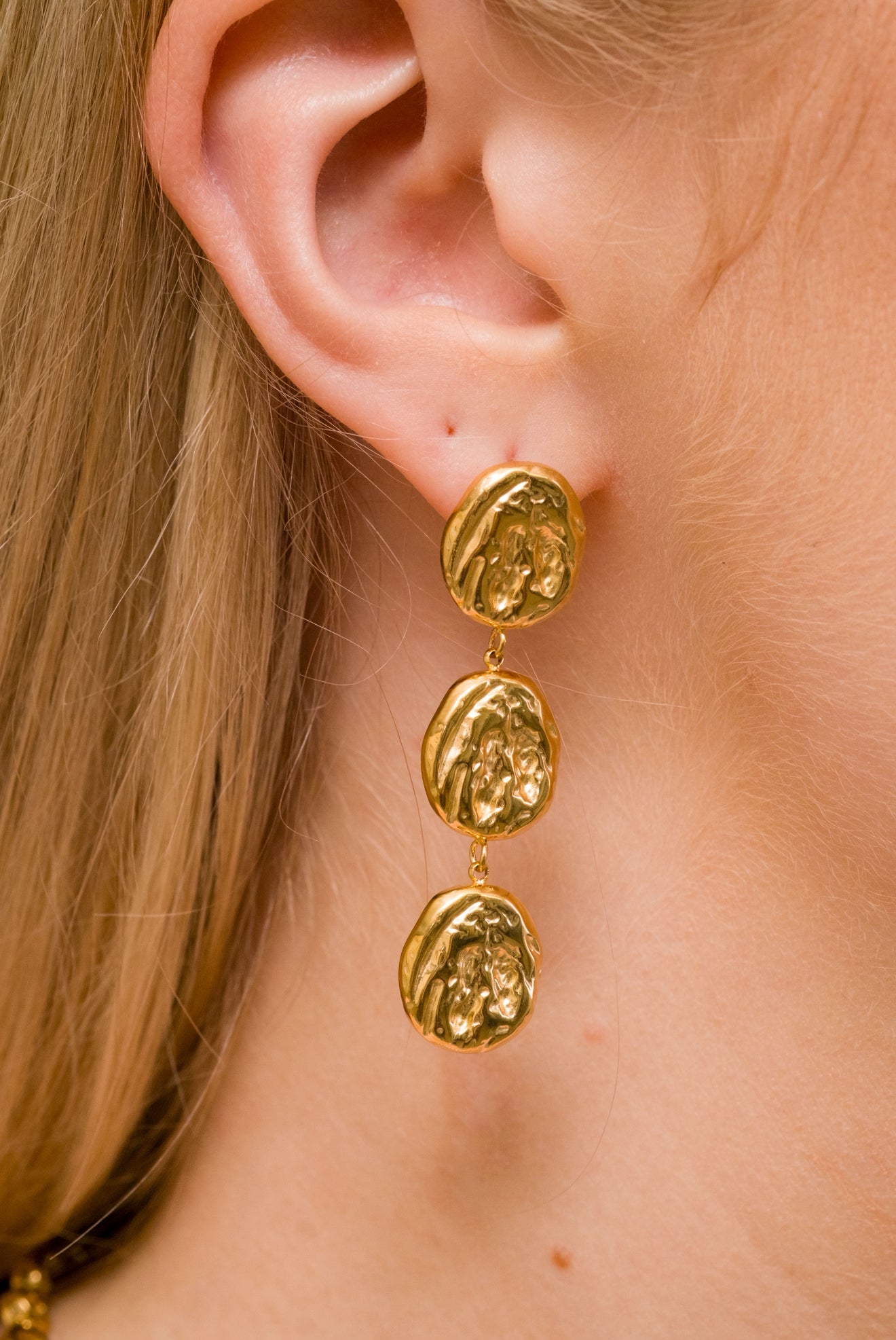 Molten Coin Drop Earrings