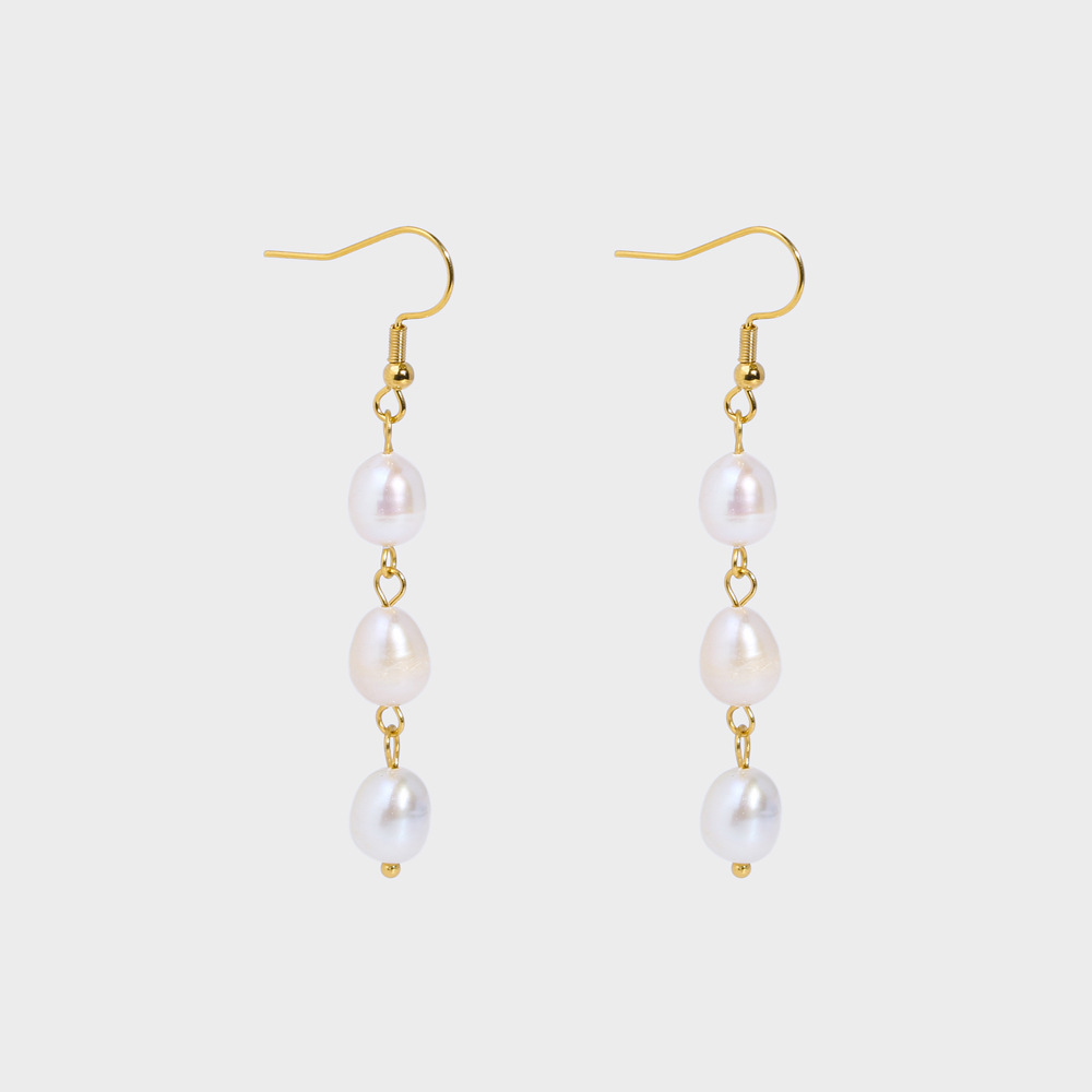 Triple Pearl Drop Earrings
